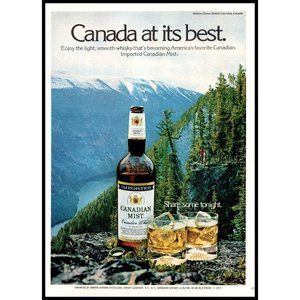1978 Canadian Mist Whisky Vintage Print Ad Walkers Dome British Columbia BC Art